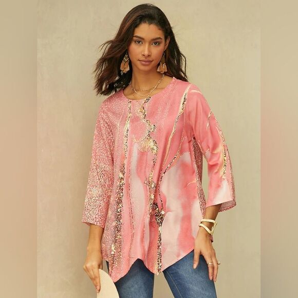 New With Tags Just Fashion Now Size Large Women's Abstract Print Polyester Top - Picture 3 of 17